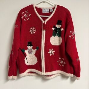 Vintage Hand-knit Christmas Zip Up Cardigan